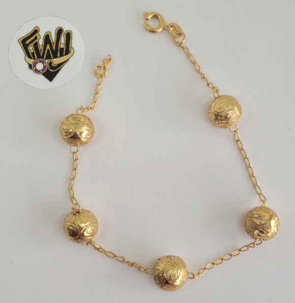 (1-0712) Gold Laminate - Link Bracelet w/ Balls - 8
