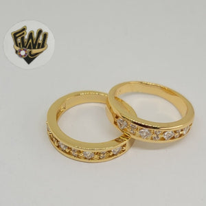 (1-3081) Gold Laminate- CZ Band Ring- BGO - Fantasy World Jewelry