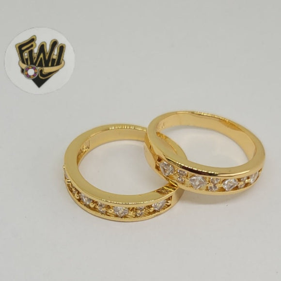 (1-3081) Gold Laminate- CZ Band Ring- BGO - Fantasy World Jewelry