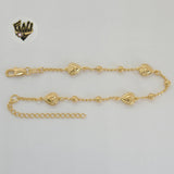 (1-0478-1) Gold Laminate Bracelet - 3.5mm Balls Link w/ Hearts - 7.5" - BGF - Fantasy World Jewelry