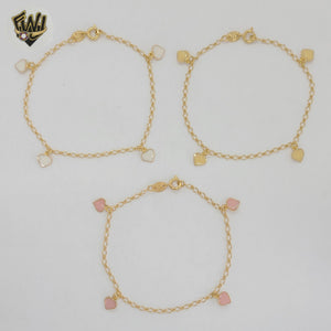 (1-0910) Gold Laminate - 2mm Open Link Heart Bracelet - 7.5" - BGF