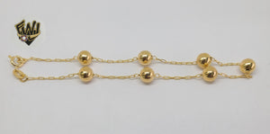 (1-0065) Gold Laminate - 1.5mm Rolls with Balls Anklet - 10" - BGO - Fantasy World Jewelry