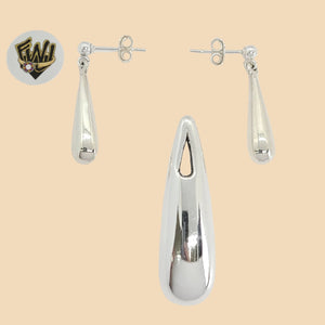 (2-6468) 925 Sterling Silver - Drop Plain Set. - Fantasy World Jewelry