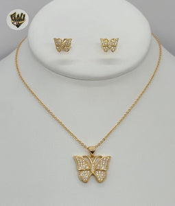 (1-6441) Gold Laminate - Zircon Butterfly Set - BGO - Fantasy World Jewelry