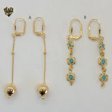 (1-1229) Gold Laminate - Long Earrings - BGF - Fantasy World Jewelry