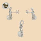 (2-6776) 925 Sterling Silver - Zircon Pearl Set. - Fantasy World Jewelry