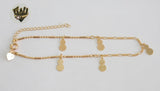 (1-0157) Gold Laminate - 2mm Alternative Anklet with Charms - 8.5" - BGO - Fantasy World Jewelry