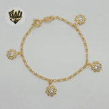 (1-0924) Gold Laminate - 2mm Charms Bracelet - 6" - BGF - Fantasy World Jewelry