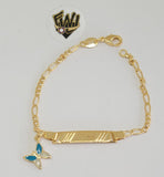 (1-0976-1) Gold Laminate -2mm Figaro Link Bracelet w/ Plate - 6.5" - BGF - Fantasy World Jewelry