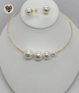 (1-6263) Gold Laminate - Pearls Set - BGO - Fantasy World Jewelry