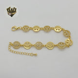 (1-0492) Gold Laminate - 10.5mm Happy Face Bracelet - 7" - BGO