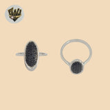 (2-5106-4) Plata de Ley 925 - Anillo Ovalado con Circonita Negra
