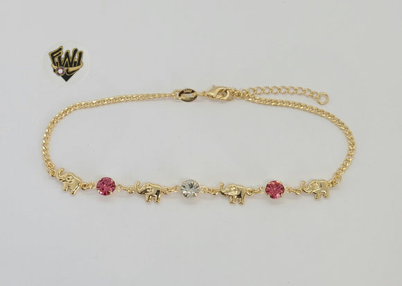 (1-0095) Gold Laminate - 2mm Elephant Anklet  - 9.5