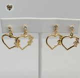 (1-1118) Gold Laminate - Hearts Earrings - BGF - Fantasy World Jewelry