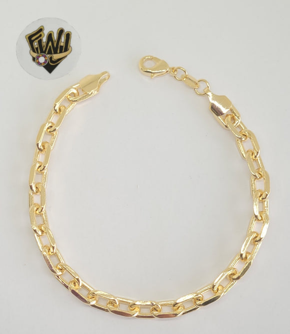 (1-60042) Gold Laminate - 6.5mm Paper Clip Link Men Bracelet- 8