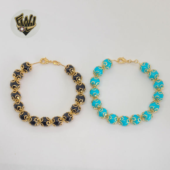 (1-0732) Gold Laminate - 10mm Beads Bracelet - 8
