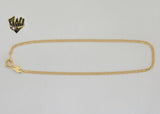(1-0032) Gold Laminate - 2mm Flat Mariner Link Anklet - 10" - BGF