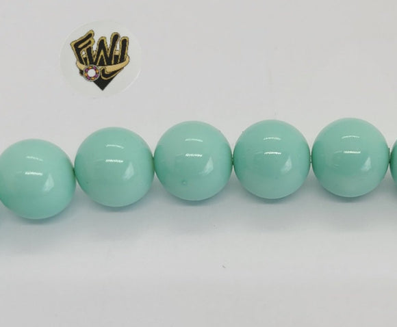(MBEAD-64-1) 12mm Green Turquoise Beads - Round - Fantasy World Jewelry