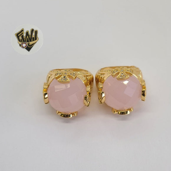 (1-3135) Gold Laminate - Pink Stone  Ring - BGO - Fantasy World Jewelry