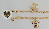 (1-0998) Gold Laminate-3mm Rolo Link Kids Bracelet w/ Charms- 5" - BGF - Fantasy World Jewelry