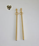 (1-2902-3) Gold Laminate - Long Plain Square Earrings - BGF - Fantasy World Jewelry