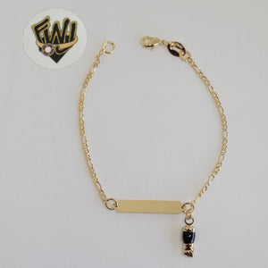 (1-0987) Gold Laminate-1.5mm Link Kids Bracelet with Plate - 6" - BGF - Fantasy World Jewelry