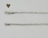 (4-3122) Stainless Steel - 3mm Figaro Link Chain. - Fantasy World Jewelry