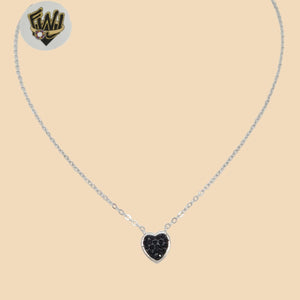 (2-66003) 925 Sterling Silver - 1.5mm Rolo Link Heart Necklace - 16" - Fantasy World Jewelry