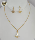 (4-7085) Stainless Steel - 1mm Link Mother of Pearl Triangle Set