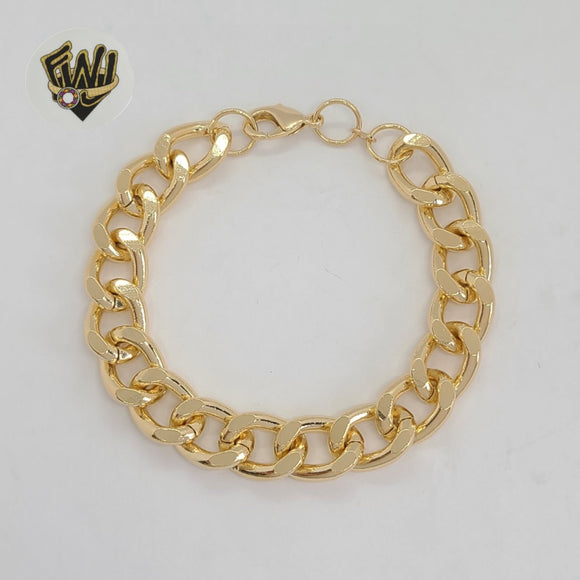 (1-0486) Gold Laminate - 11mm Curb Link Bracelet - 7.5