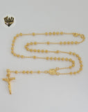 (1-3317-1) Gold Laminate - 4mm Divine Child Rosary Necklace - 18" - BGO
