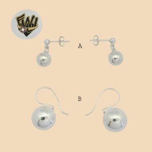 (2-3193) 925 Sterling Silver - Plain Ball Dangle Earrings. - Fantasy World Jewelry