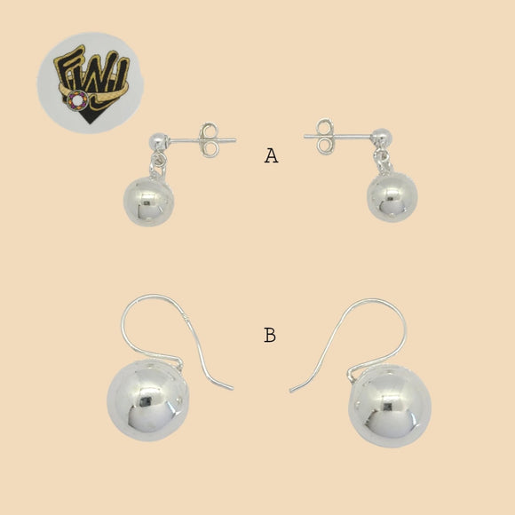 (2-3193) 925 Sterling Silver - Plain Ball Dangle Earrings. - Fantasy World Jewelry