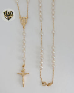 (1-3312) Gold Laminate - 5mm Guadalupe Virgin Rosary Necklace - 24" - BGF.