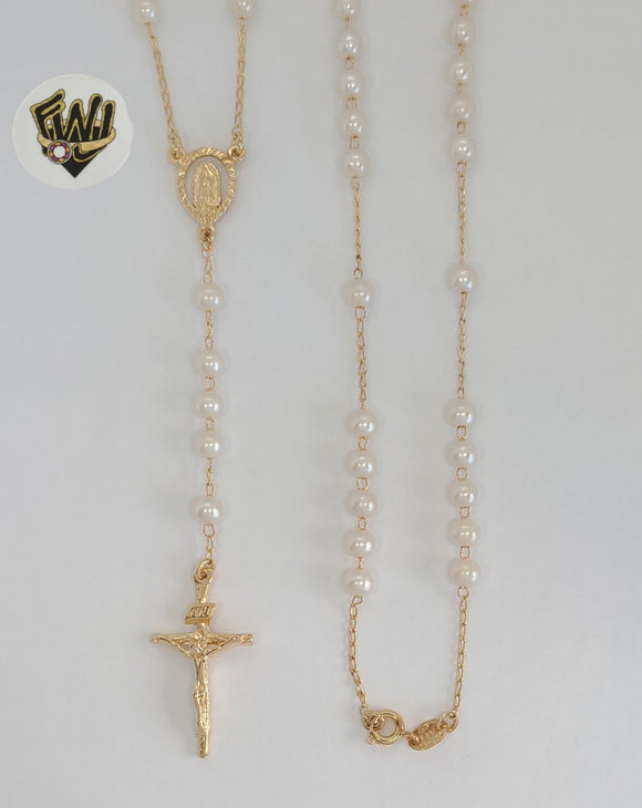 (1-3312) Laminado de oro - Collar Rosario Virgen de Guadalupe de 5 mm - 24