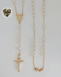 (1-3312) Gold Laminate - 5mm Guadalupe Virgin Rosary Necklace - 24" - BGF.