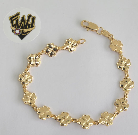 (1-0507) Gold Laminate Bracelet -8.5mm Clover Bracelet- 7.5''-BGF - Fantasy World Jewelry