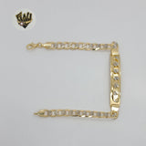 (1-60020) Gold Laminate - 7mm Two Tones Curb Link Men Bracelet - 8.5" - BGF - Fantasy World Jewelry