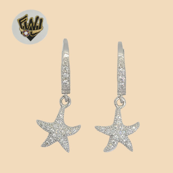 (2-3101) 925 Sterling Silver - Star Dangle Earrings. - Fantasy World Jewelry