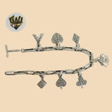 (2-0462) 925 Sterling Silver - 5mm Link Charms Bracelet - 7.5" - Fantasy World Jewelry