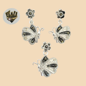 (2-6851) 925 Sterling Silver - Butterfly Set. - Fantasy World Jewelry