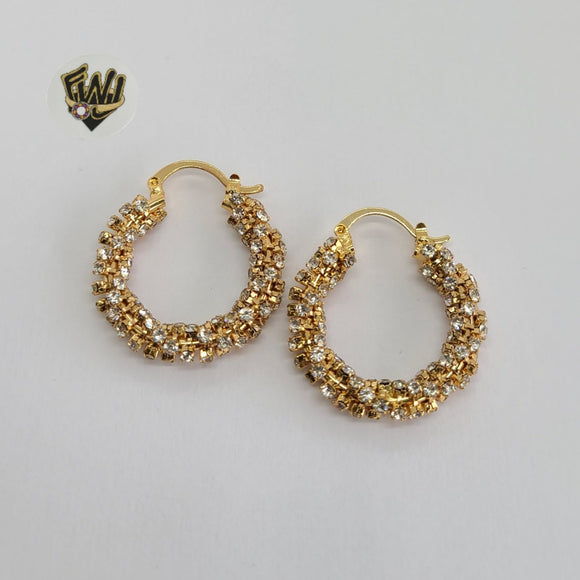 (1-2678-D) Gold Laminate - Rose Gold Crystal Hoops - BGO - Fantasy World Jewelry