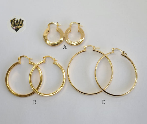 (1-2895) Gold Laminate - Plain Hoops - BGO - Fantasy World Jewelry