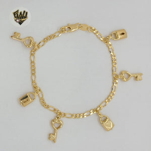 (1-0505) Gold Laminate - 3mm Charms Bracelet - 7.5" - BGF - Fantasy World Jewelry