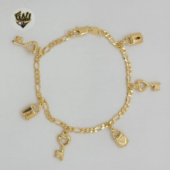 (1-0505) Gold Laminate - 3mm Charms Bracelet - 7.5
