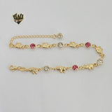 (1-0575) Gold Laminate - 6mm Elephants Bracelet - 8" - BGF - Fantasy World Jewelry