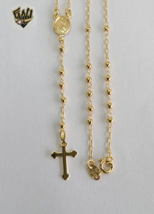 (1-3308-2) Gold Laminate - 2.5mm Beads Rosary Necklace - 20" -  BGF. - Fantasy World Jewelry