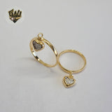 (1-3104-2) Gold Laminate- Two Tone Ring w/Heart Charm - BGF - Fantasy World Jewelry