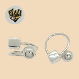(2-5052) 925 Sterling Silver - Square Ball Ring - Fantasy World Jewelry
