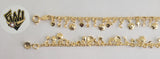 (1-0616) Gold Laminate Bracelet-2mm Box Bracelet w/Charms -7.5''-BGF - Fantasy World Jewelry
